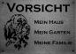 Preview: Edelstahl Warnschild Englischer Setter VORSICHT Mein Haus mein Garten meine Familie